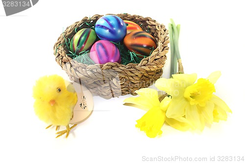 Image of Easter Basket with chick and eggs
