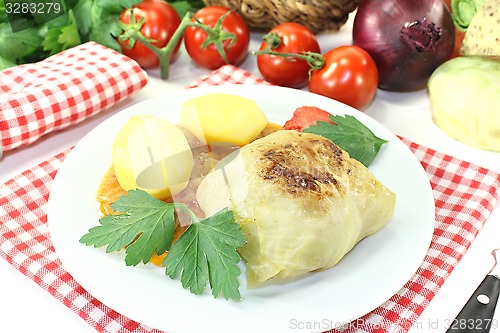 Image of Stuffed cabbage with potatoes and parsley