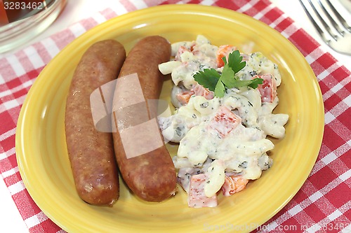Image of pasta salad and Mettenden with parsley