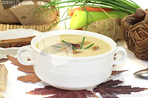 Image of fresh delicious sweet chestnut soup