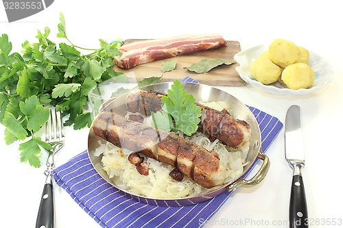 Image of Brawurst with Sauerkraut and potatoes