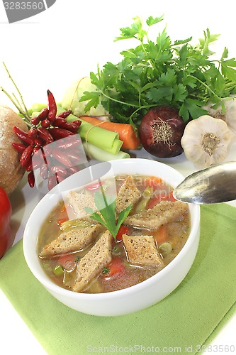 Image of Bread soup with croutons