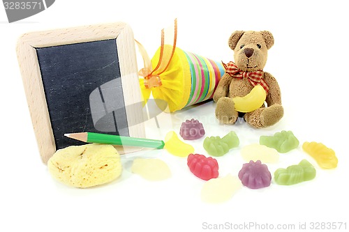 Image of Back to School with Teddy and blackboard