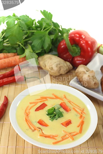 Image of Asian Curry Soup with chicken and carrots