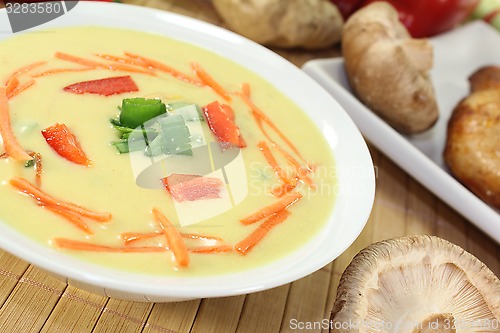 Image of Asian Curry Soup with chicken and spring onions