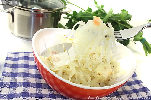 Image of fresh Sauerkraut on a fork