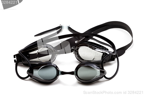 Image of Two black goggles for swimming