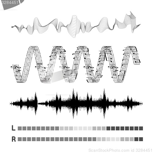 Image of Vector sound waves set