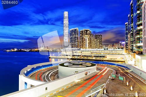 Image of traffic in modern city at night