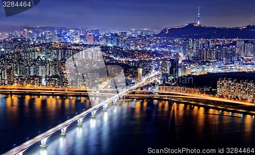 Image of Seoul at night, South Korea