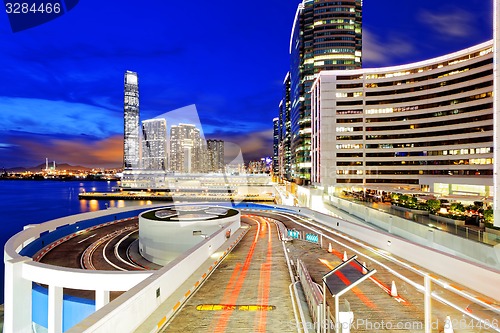 Image of traffic in modern city at night