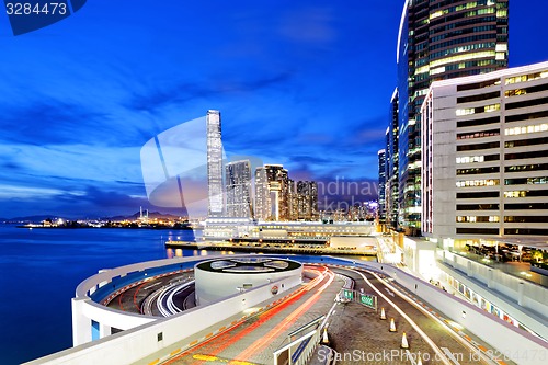 Image of traffic in modern city at night