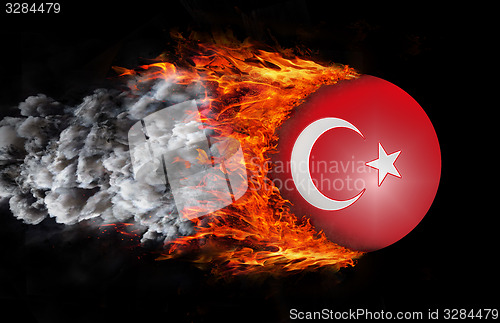 Image of Flag with a trail of fire and smoke - Turkey