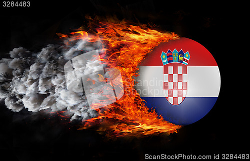 Image of Flag with a trail of fire and smoke - Croatia