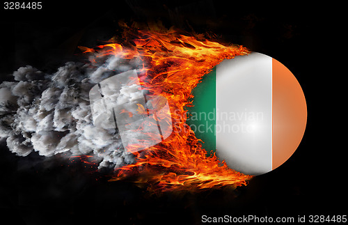 Image of Flag with a trail of fire and smoke - Ireland