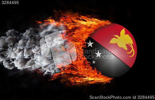 Image of Flag with a trail of fire and smoke - Papua New Guinea