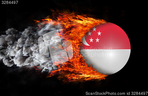 Image of Flag with a trail of fire and smoke - Singapore