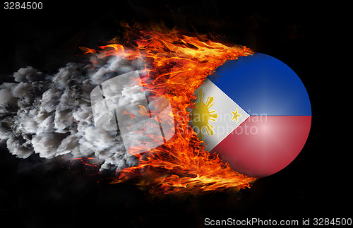 Image of Flag with a trail of fire and smoke - Philippines