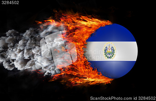 Image of Flag with a trail of fire and smoke - El Salvador