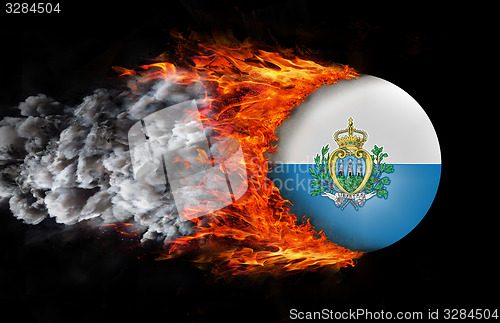 Image of Flag with a trail of fire and smoke - San Marino