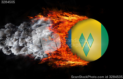 Image of Flag with a trail of fire and smoke - Saint Vincent and the Gren