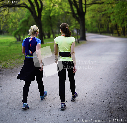 Image of Female jogger in   park