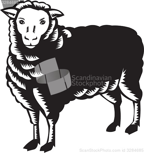 Image of Sheep Side View Woodcut