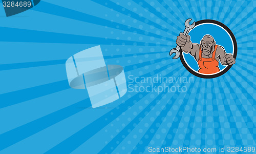 Image of Business card Angry Gorilla Mechanic Spanner Circle Cartoon
