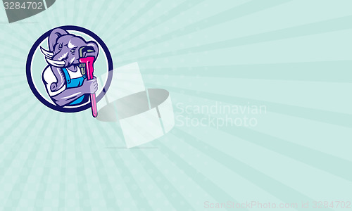 Image of Business card Elephant Plumber Mascot Monkey Wrench Circle Retro