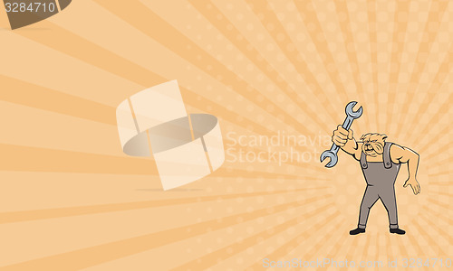 Image of Business card Bulldog Mechanic Spanner Standing Cartoon