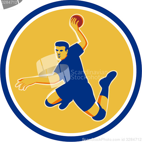 Image of Handball Player Striking Circle Retro