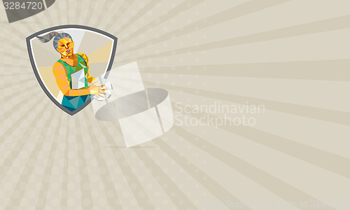 Image of Business card Netball Player Holding Ball Low Polygon