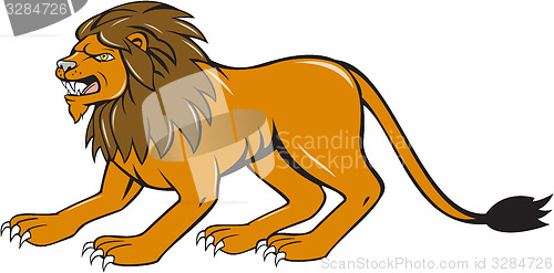 Image of Angry Lion Crouching Side Cartoon