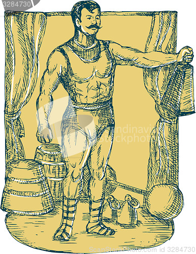 Image of Strongman Lifting Weight Drawing 