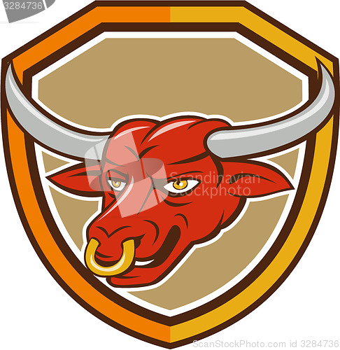 Image of Texas Longhorn Red Bull Head Shield Cartoon