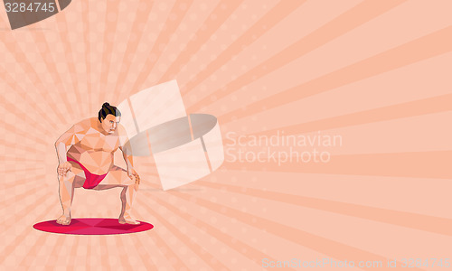 Image of Business card Japanese Sumo Wrestler Squat Low Polygon