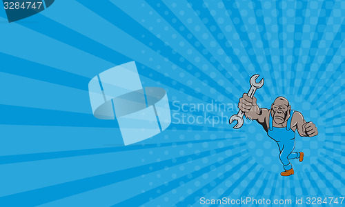 Image of Business card Angry Gorilla Mechanic Spanner Cartoon Isolated
