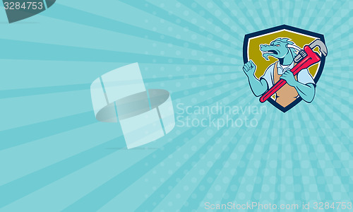 Image of Business card Dragon Plumber Monkey Wrench Fist Pump Shield