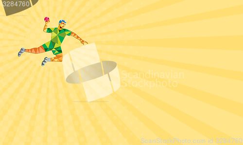 Image of Business card Handball Player Jumping Throwing Ball Low Polygon