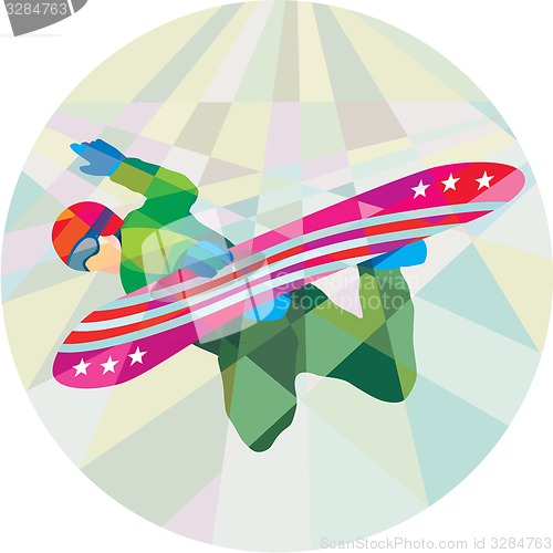 Image of Snowboarder Snowboard Jumping Low Polygon