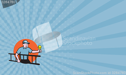 Image of Business card Electrician Ladder Light Bulb Circle Cartoon