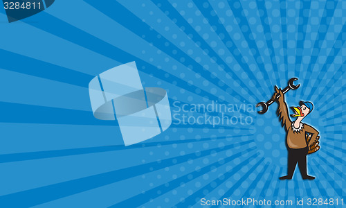 Image of Business card Turkey Mechanic Standing Spanner Cartoon