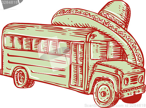 Image of Sombrero School Bus Etching