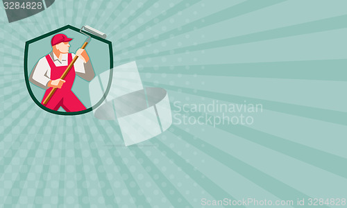 Image of Business card House Painter Holding Paint Roller Shield Retro
