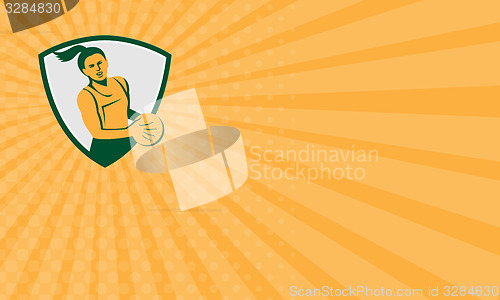 Image of Business card Netball Player Holding Ball Retro