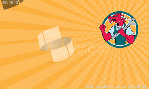 Image of Business card Red Dragon Mechanic Spanner Fist Pump Circle