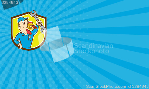 Image of Business card Turkey Mechanic Spanner Shield Cartoon