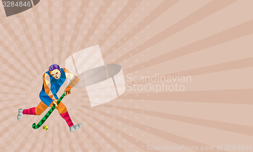 Image of Business card Field Hockey Player Running With Stick Low Polygon