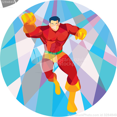 Image of Superhero Running Punching Low Polygon