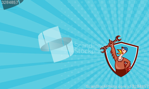 Image of Business card Turkey Mechanic Spanner Shield Cartoon